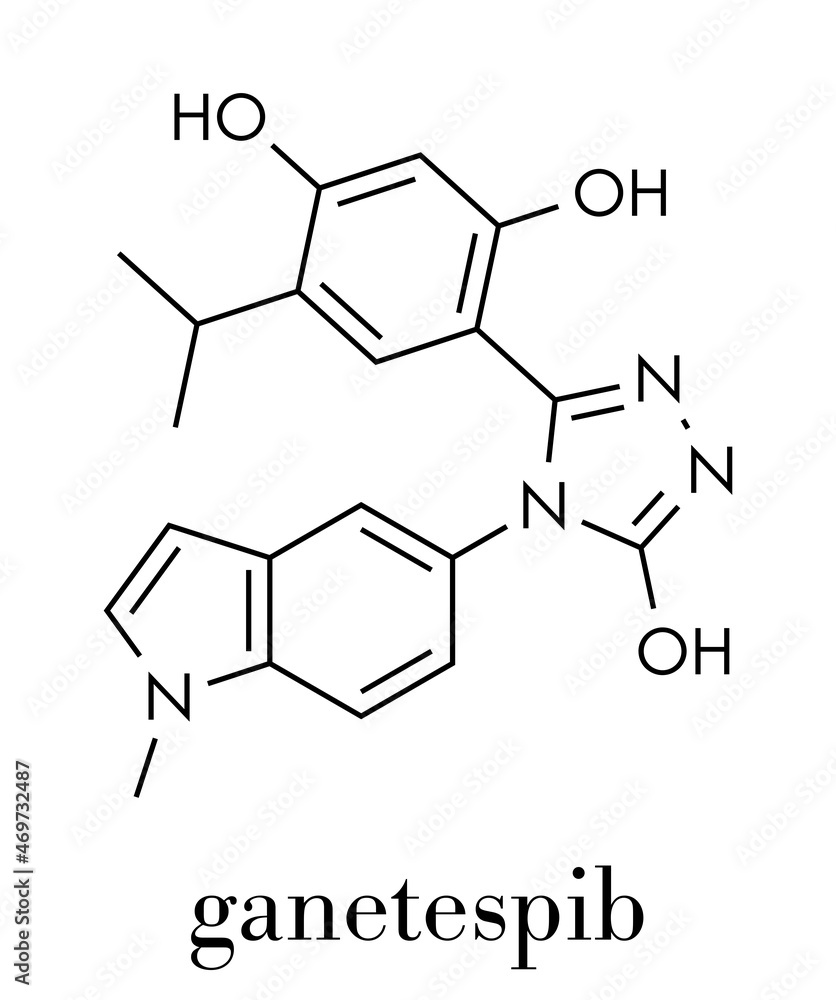 Ganetespib cancer drug molecule (HSP90 inhibitor). Skeletal formula.