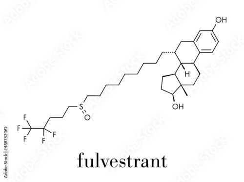 Fulvestrant cancer drug molecule (selective estrogen receptor degrader, SERD). Skeletal formula.