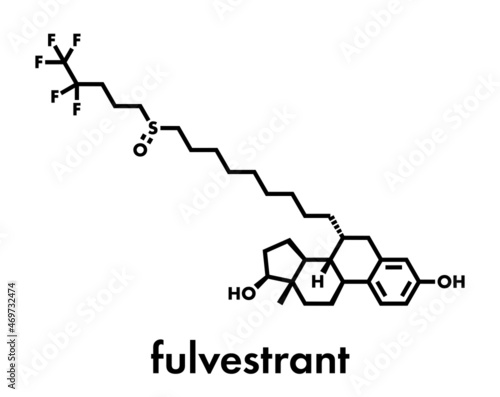 Fulvestrant cancer drug molecule (selective estrogen receptor degrader, SERD). Skeletal formula.