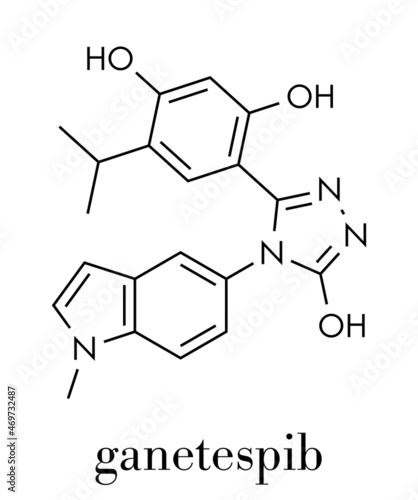 Ganetespib cancer drug molecule (HSP90 inhibitor). Skeletal formula.