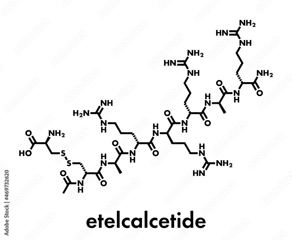 Etelcalcetide drug molecule. Skeletal formula.