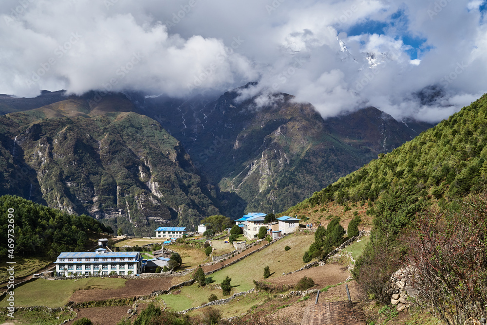 Namche - Khumjung - Khunde, View to mountains,  Khumbu Valley, Nepal