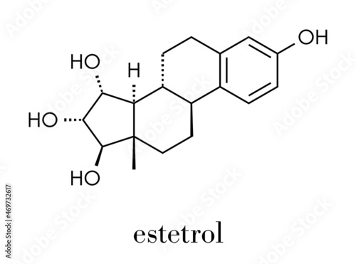 Estetrol natural estrogen hormone molecule. Skeletal formula.