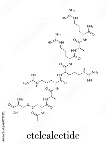 Etelcalcetide drug molecule. Skeletal formula. photo