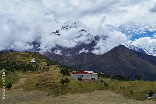 Namche - Khumjung - Khunde, View to mountains, Khumbu Valley, Nepal