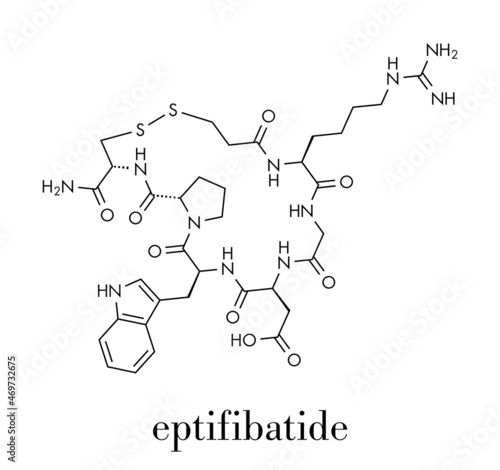 Eptifibatide anticoagulant drug molecule. Skeletal formula.