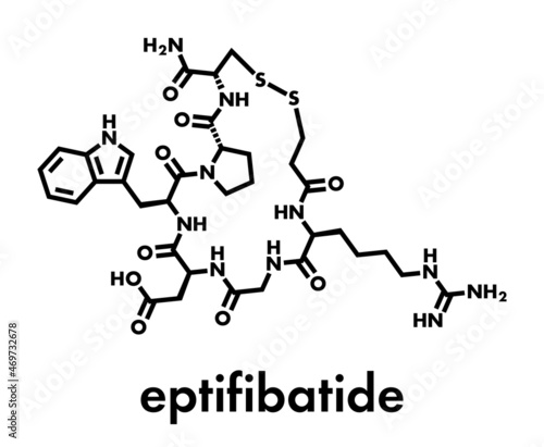 Eptifibatide anticoagulant drug molecule. Skeletal formula.