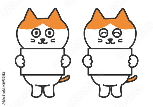 Cartoon orange tabby cats explain using the whiteboard. Vector illustration isolated on white background.