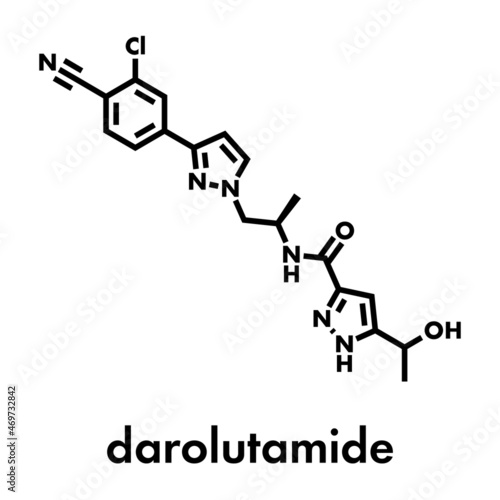 Darolutamide prostate cancer drug molecule. Skeletal formula.