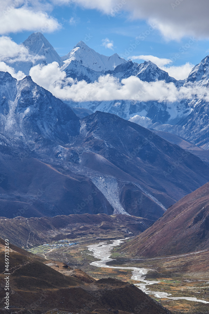 View to  mountain , Lobuche - Dzonglha trail, Khumbu Valley, Nepal