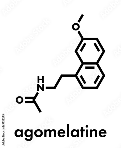 Agomelatine antidepressant drug molecule. Skeletal formula.