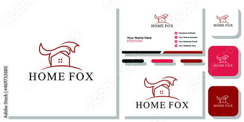 home fox nature architecture forest mountain with business card template