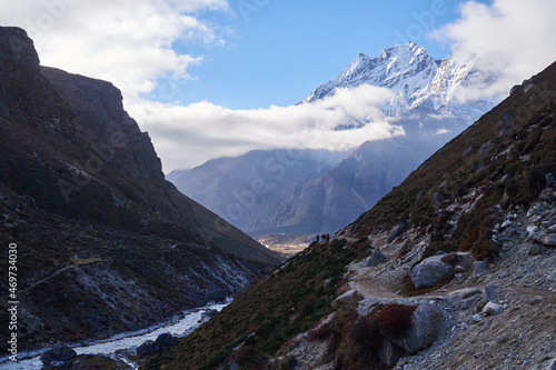 View to Lungdhen village, Khumbu Valley, Nepal