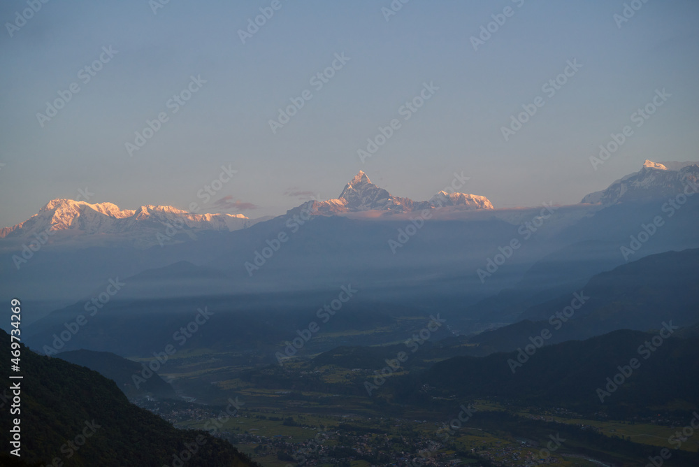 View to  Annapurna range at Sunrise,  Pokhara , Nepal