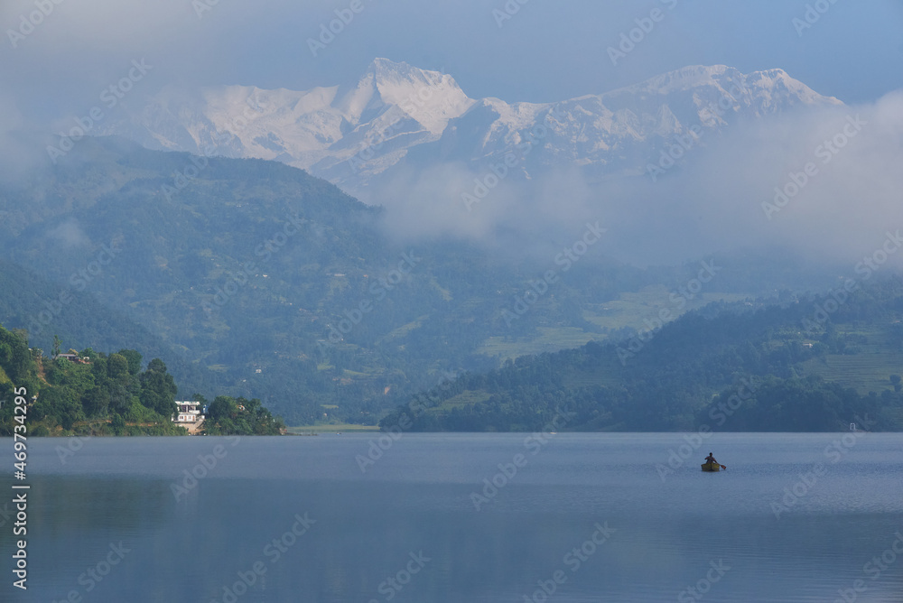 Boat in the lake, near Pokhara, Nepal