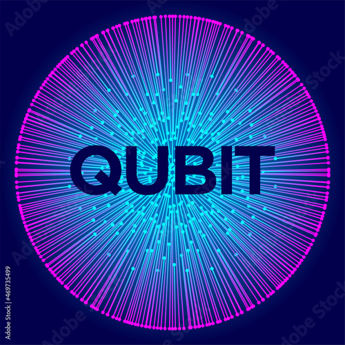 Qubit concept representation. Visualization of quantum bit, vector concept