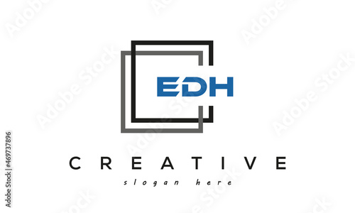 EDH square frame three letters logo design photo