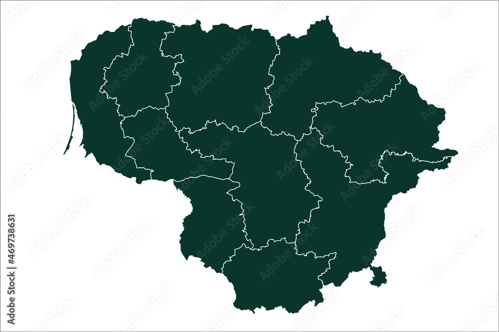 Obraz premium Lithuania map Sacramento green Color on White Background