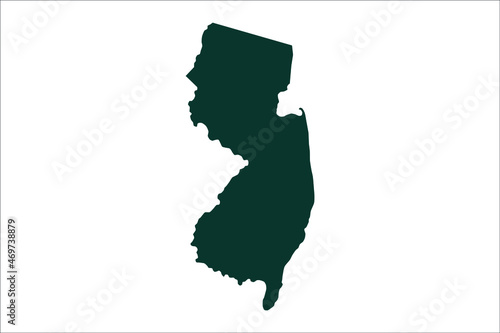 NEW JERSEY map Sacramento green Color on White Background	
