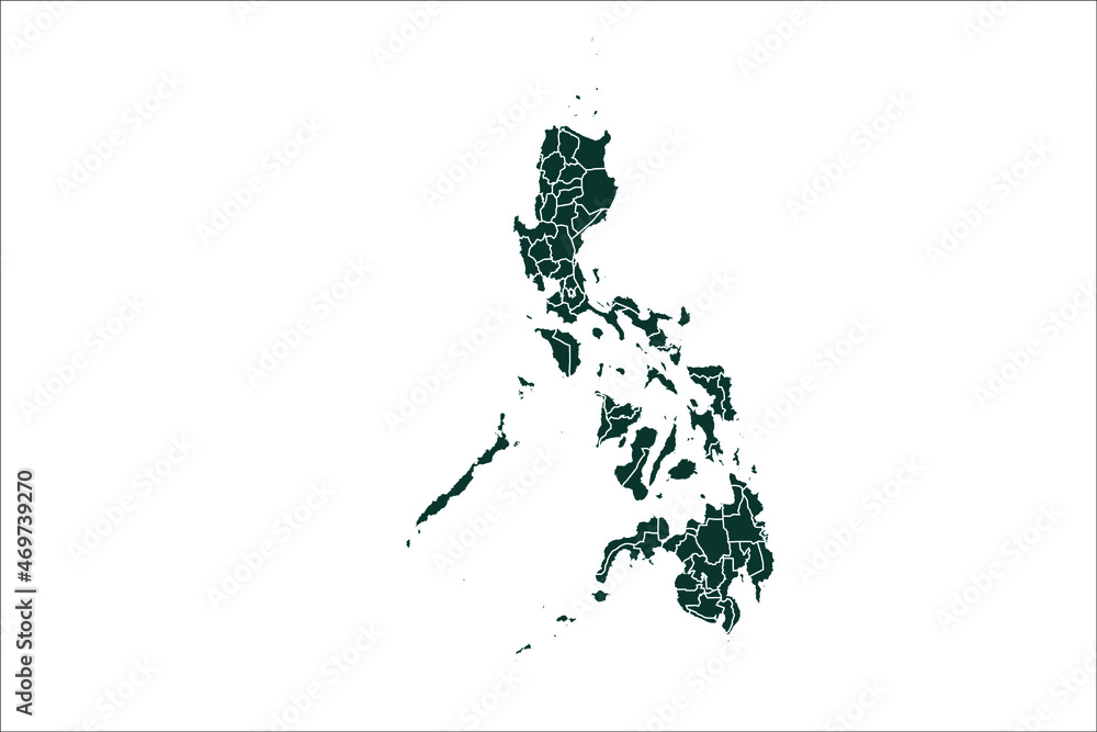 Philippines map Sacramento green Color on White Background