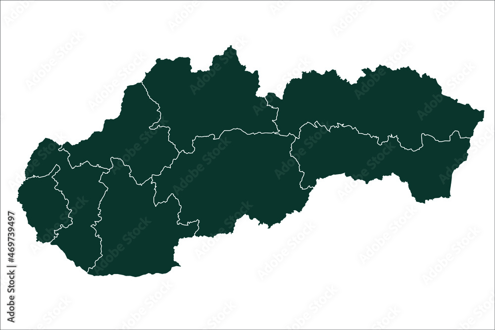 Slovakia map Sacramento green Color on White Backgound