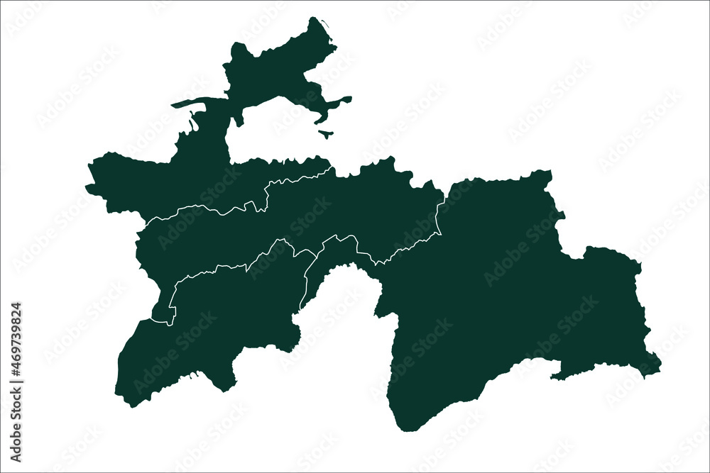 Obraz premium Tajikistan map Sacramento green Color on White Backgound