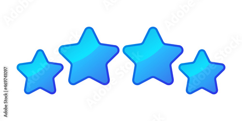 Four Blue Shiny Stars - Amazing vector icon of four blue rounded star suitable for game, animation, app, icon, sign, sticker, children book, decoration, and illustration in general - Vector Icon