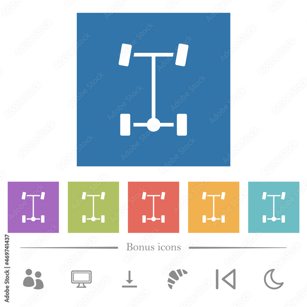 Rear differential flat white icons in square backgrounds Rear differential flat white icons in square backgrounds