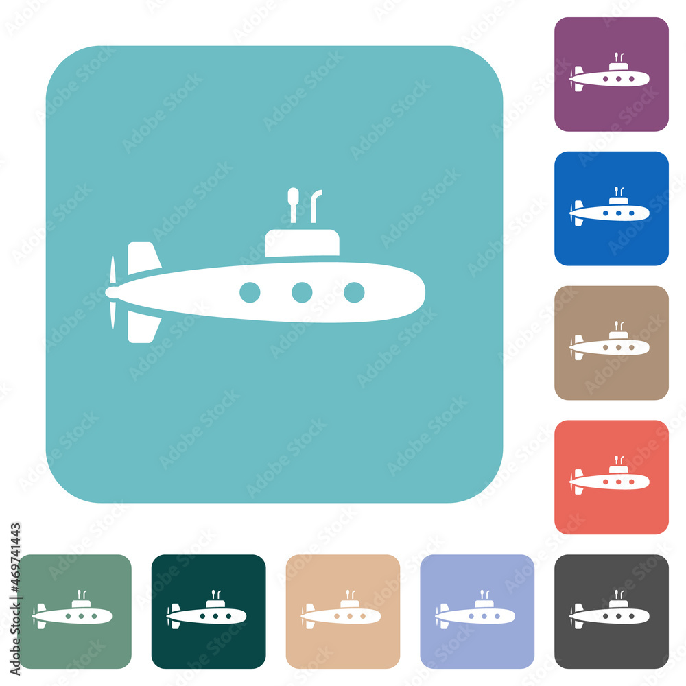 Submarine solid rounded square flat icons Submarine solid rounded square flat icons