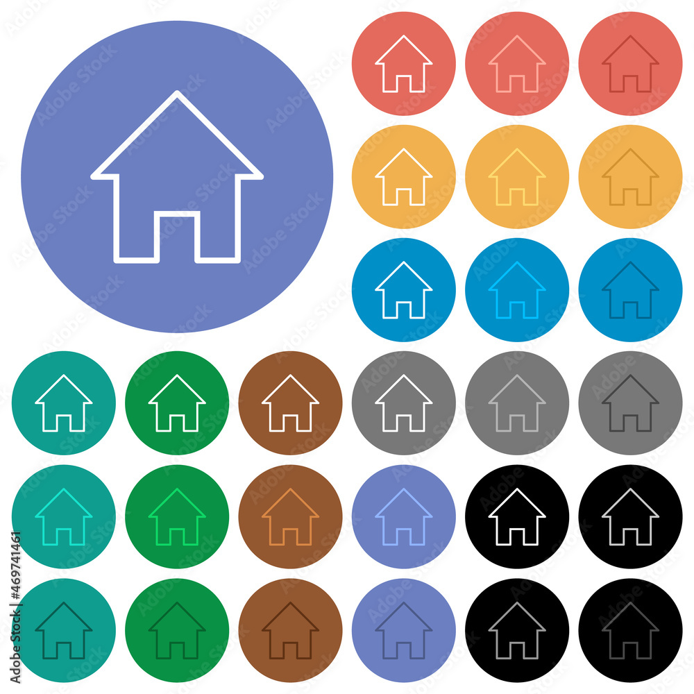 Home outline round flat multi colored icons Home outline round flat multi colored icons
