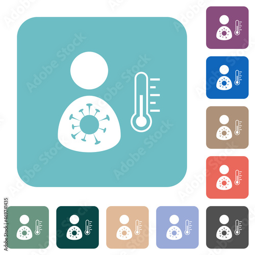 Covid-19 fever measurement rounded square flat icons