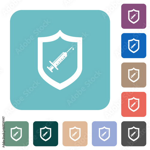 Vaccine protected rounded square flat icons