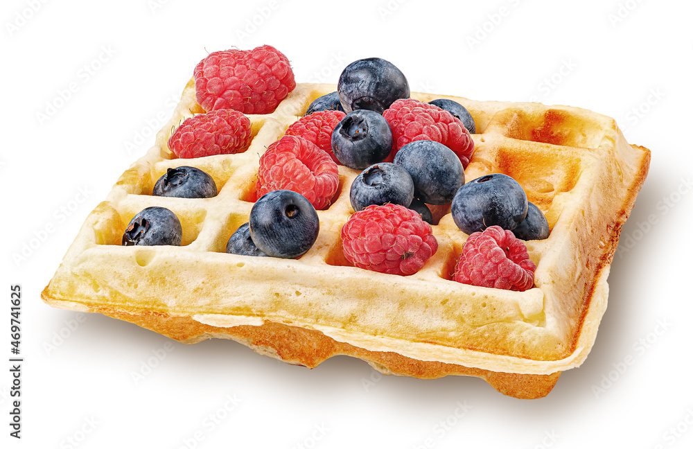 French waffle with berries isolated on white French waffle with berries isolated on white