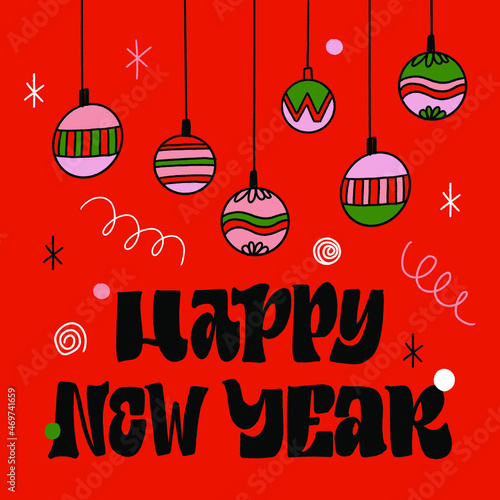 HAPPY NEW YEAR. VECTOR HOLIDAY GREETING NEW YEAR GREETING HAND LETTERING QUOTE PHRASE