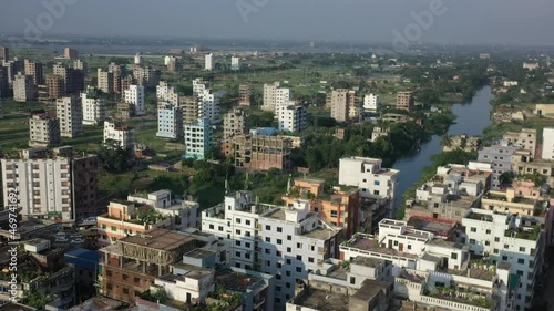 Aerial view of condo buildings in residential area of Dhaka, Bangladesh. photo