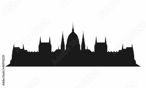 Budapest parliament silhouette. Vector illustration