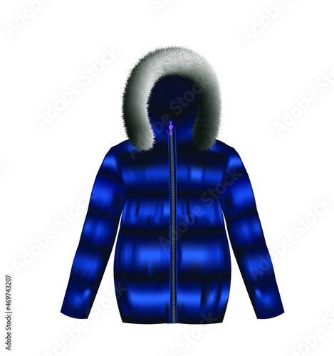 Blue  puffer jacket. vector illustration