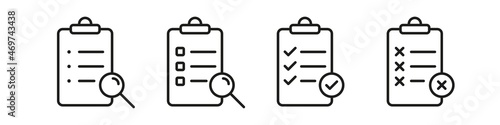 Clipboard icon. Clip board vector set. Check fotm sheet sign. Clipboard exam checklist.