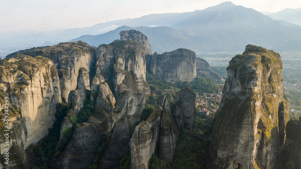 Big rocks on the mountains in Meteora, Greece.