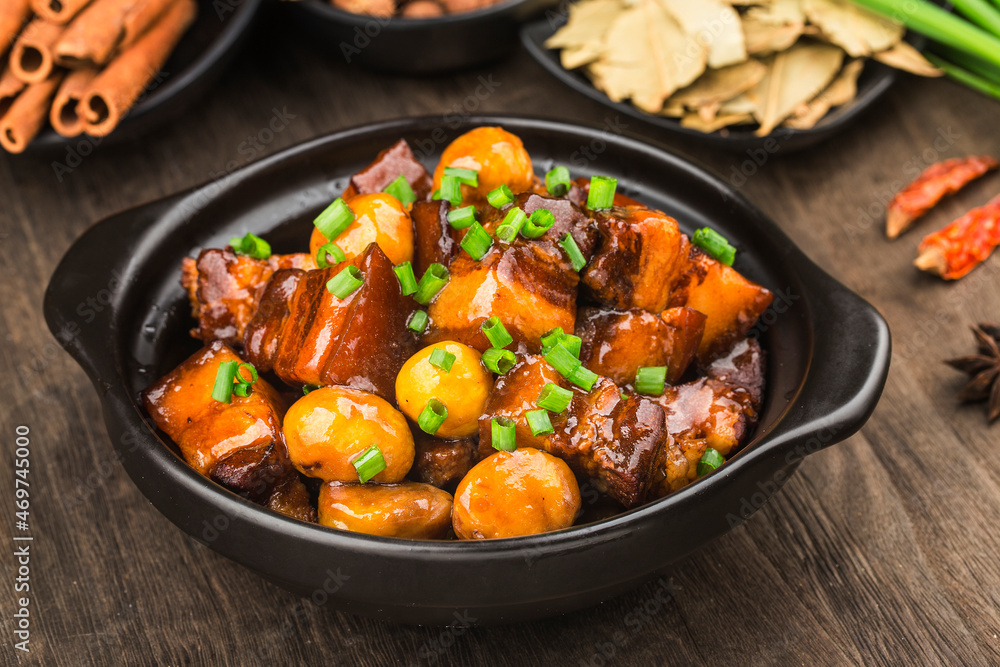 Braised Pork with Chestnuts,Chinese food