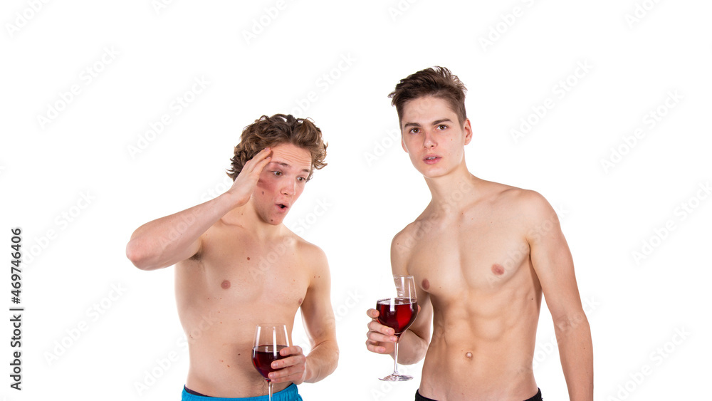 Two young attractive guys are posing in the studio. Two young attractive guys are posing in the studio.