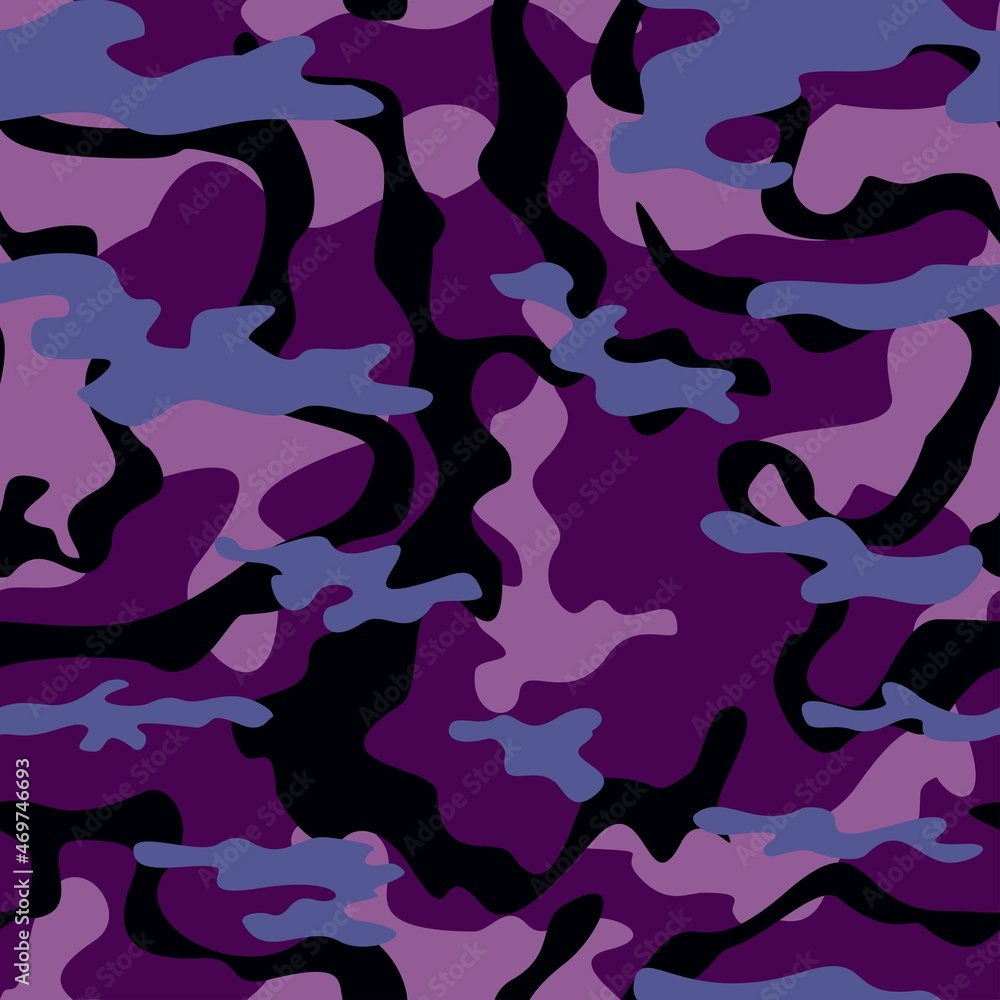 dark purple camouflage, black spots, trendy street print pattern