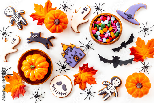 Halloween party background - cookies with pampkins