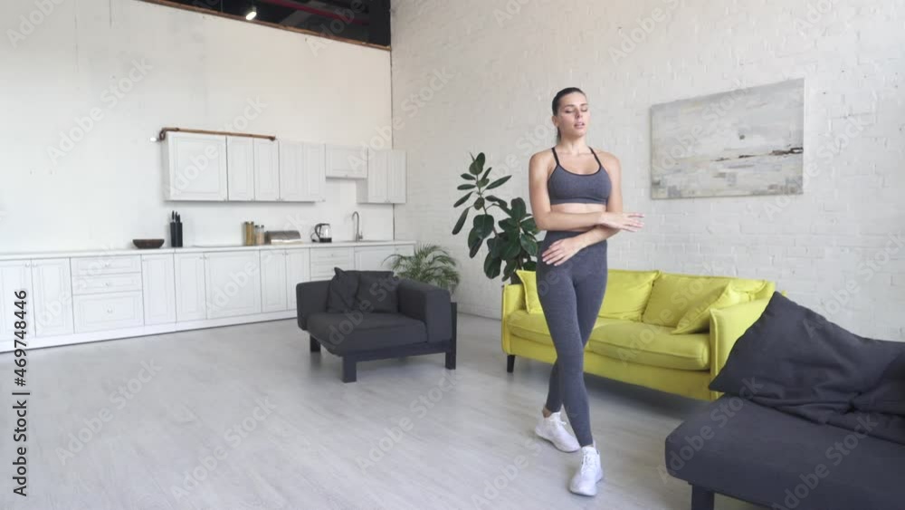 Beautiful young woman doing fitness at home Beautiful young woman doing fitness at home
