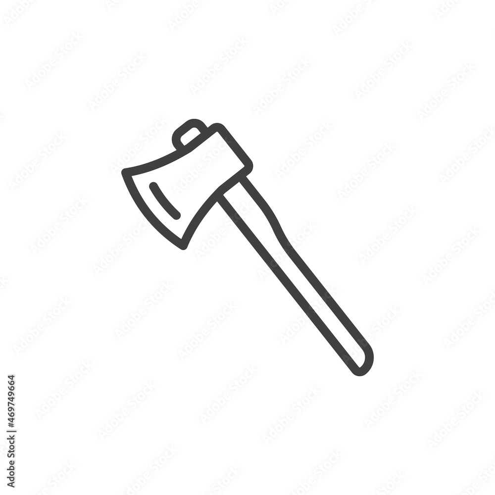 Ax icon. A simple line drawing of a wood splitting tool. Isolated vector on pure white background. Ax icon. A simple line drawing of a wood splitting tool. Isolated vector on pure white background.