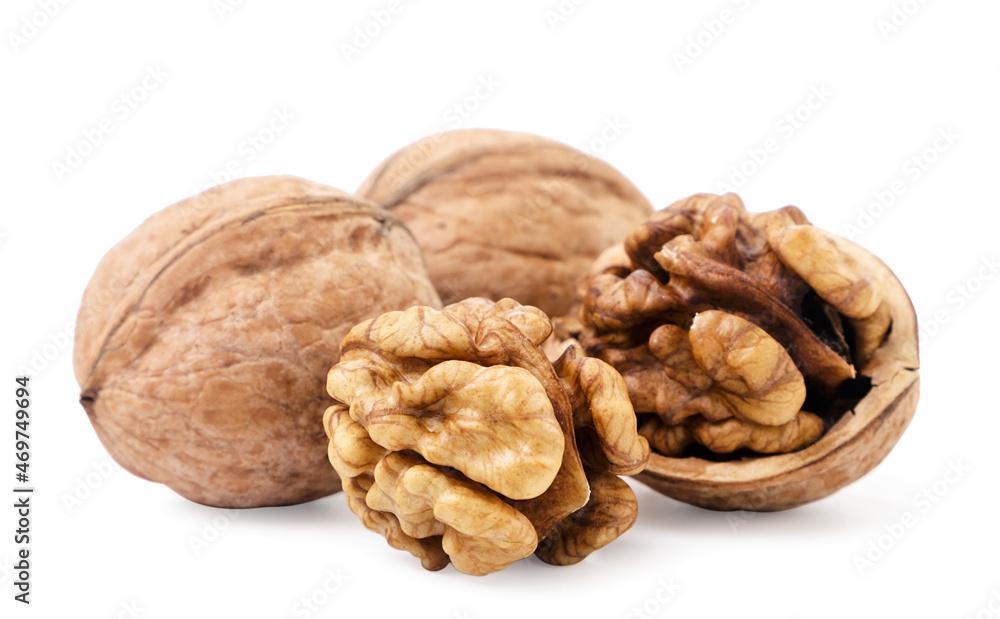 Walnut and kernel on a white background. Isolated Walnut and kernel on a white background. Isolated