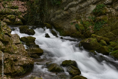 river flows in the rocks