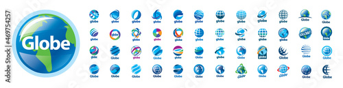 A set of vector logos of the Globe on a white background