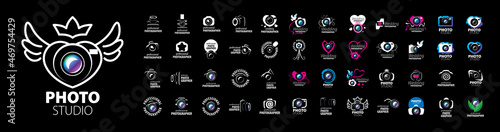 A set of vector logos by a professional photographer on a black background