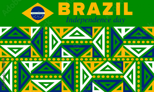 Brazil Independence Day. Happy national holiday. Freedom day. Celebrate annual in September 7. Brazil flag. Patriotic brazilian design. Poster, card, banner, template, background. Vector illustration